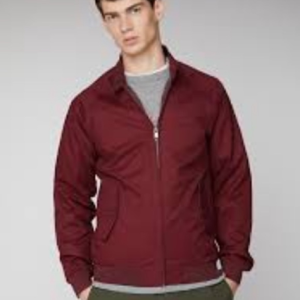 Ben Sherman Harrington Burgundy Core Bomber Outerwear Jacket MEDIUM RN 100814